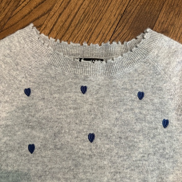 Aqua Cashmere Grey Embroidered Hearts Sweater - Picture 4 of 4